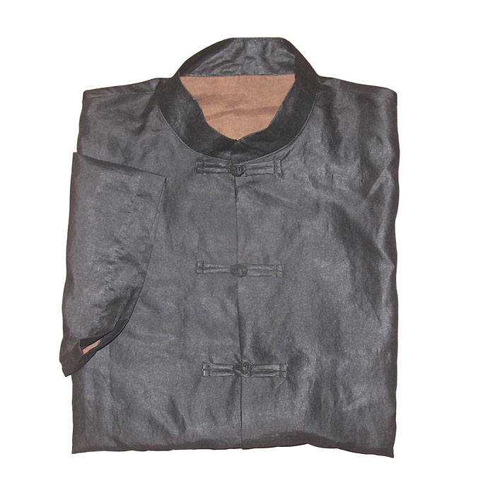 Gambiered Silk short sleeve men tang suit